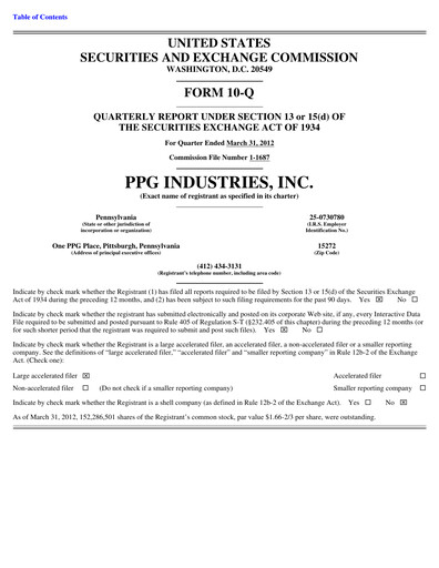 Thumbnail PPG Industries
 Quarterly Report 2012-q1