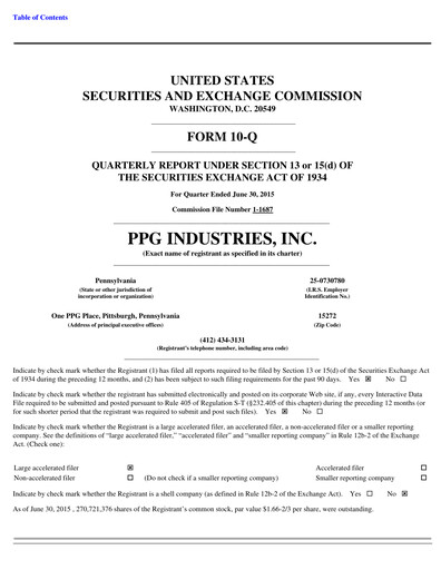 Thumbnail PPG Industries
 Quarterly Report 2015-q2