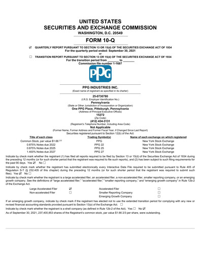 Thumbnail PPG Industries
 Quarterly Report 2021-q3