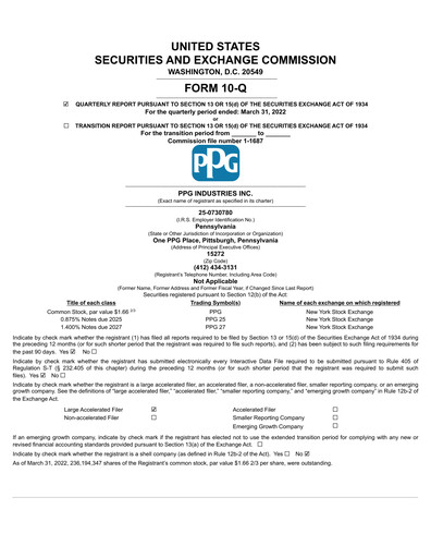 Thumbnail PPG Industries
 Quarterly Report 2022-q1