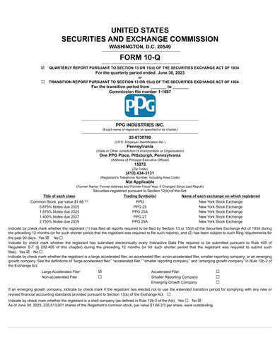 Thumbnail PPG Industries
 Quarterly Report 2023-q2