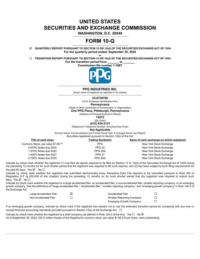 Thumbnail PPG Industries
 Quarterly Report 2024-q3