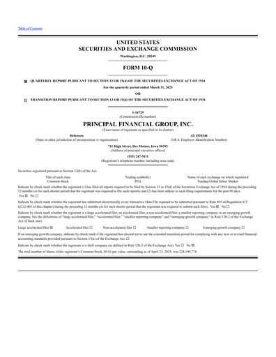 Thumbnail Principal Financial Group Quarterly Report 2025-q1