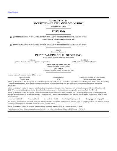 Thumbnail Principal Financial Group Quarterly Report 2025-q3
