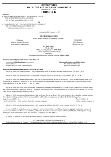 Thumbnail OGE Energy
 Annual Report 2008