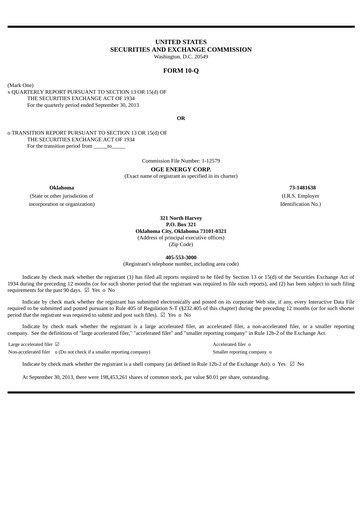 Thumbnail OGE Energy
 Quarterly Report 2013-q3
