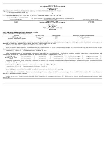 Thumbnail OGE Energy
 Quarterly Report 2021-q2
