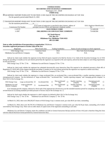 Thumbnail OGE Energy
 Quarterly Report 2022-q1