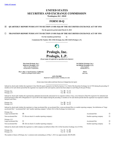 Thumbnail Prologis Quarterly Report 2012-q1
