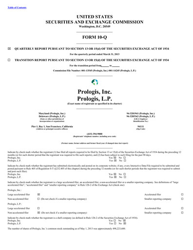 Thumbnail Prologis Quarterly Report 2013-q1