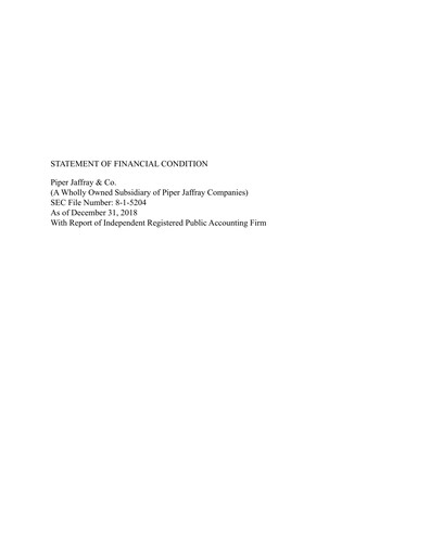 Thumbnail Piper Sandler
 Financial Statement 2018