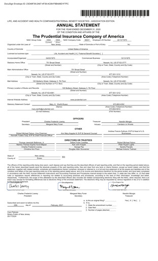 Thumbnail Prudential Financial Financial Statement 2020