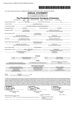 Thumbnail Prudential Financial Financial Statement 2021