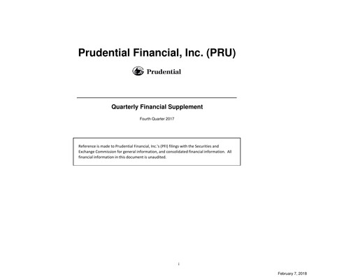 Thumbnail Prudential Financial Quarterly Report 2017-q4