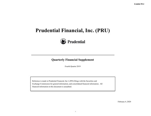 Thumbnail Prudential Financial Quarterly Report 2019-q4