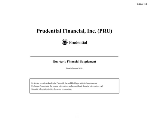 Thumbnail Prudential Financial Quarterly Report 2020-q4