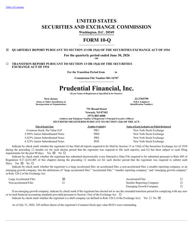 Thumbnail Prudential Financial Quarterly Report 2026-q2