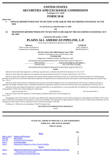 Thumbnail Plains All American Pipeline Annual Report 2005