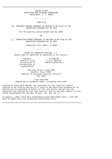 Thumbnail Plains All American Pipeline Quarterly Report 2002-q2