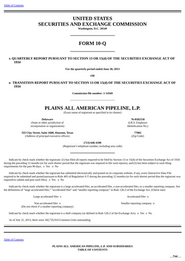 Thumbnail Plains All American Pipeline Quarterly Report 2013-q2