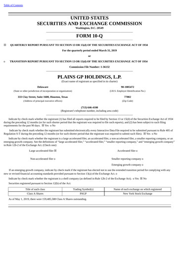 Thumbnail Plains All American Pipeline Quarterly Report 2019-q1