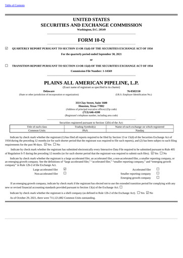 Thumbnail Plains All American Pipeline Quarterly Report 2021-q3