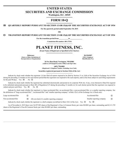 Thumbnail Planet Fitness
 Quarterly Report 2015-q3