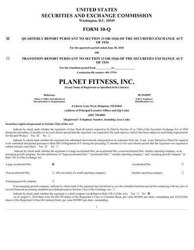 Thumbnail Planet Fitness
 Quarterly Report 2018-q2