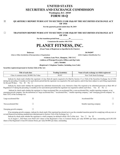 Thumbnail Planet Fitness
 Quarterly Report 2019-q2