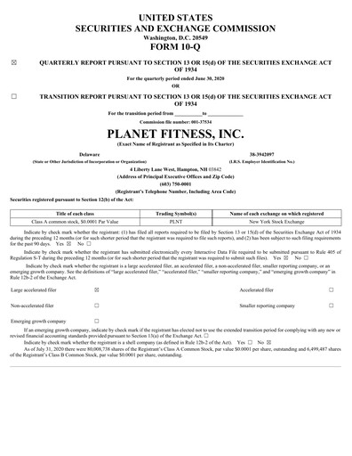 Thumbnail Planet Fitness
 Quarterly Report 2020-q2