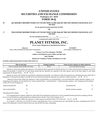 Thumbnail Planet Fitness
 Quarterly Report 2022-q2
