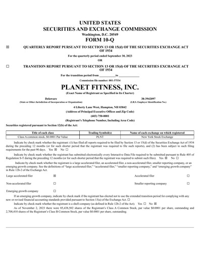 Thumbnail Planet Fitness
 Quarterly Report 2023-q3