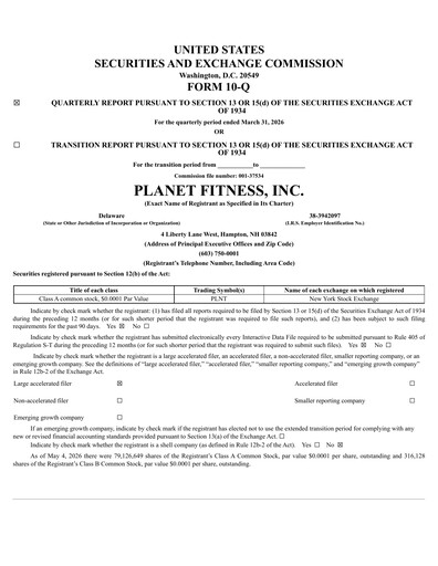 Thumbnail Planet Fitness
 Quarterly Report 2026-q1