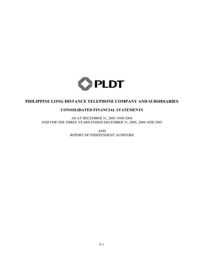 Vorschaubild PLDT Finanzmitteilung 2005