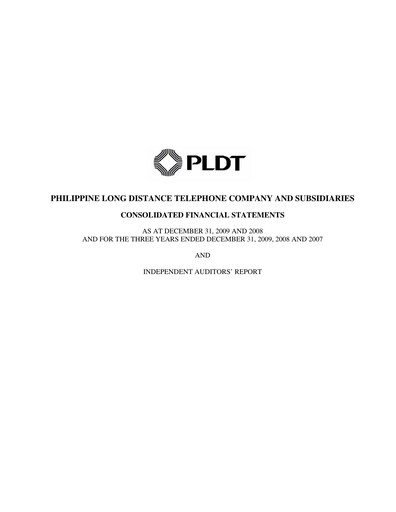 Vorschaubild PLDT Finanzmitteilung 2009