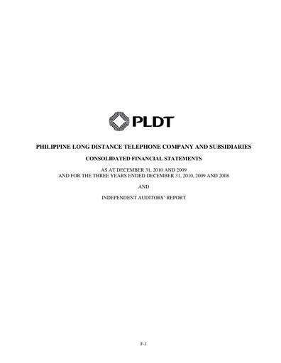 Vorschaubild PLDT Finanzmitteilung 2010