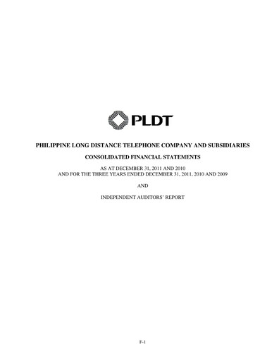 Vorschaubild PLDT Finanzmitteilung 2011