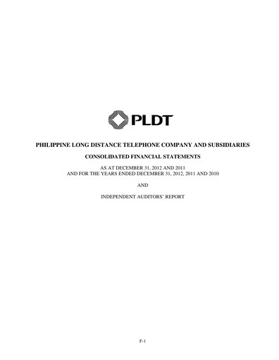 Vorschaubild PLDT Finanzmitteilung 2012
