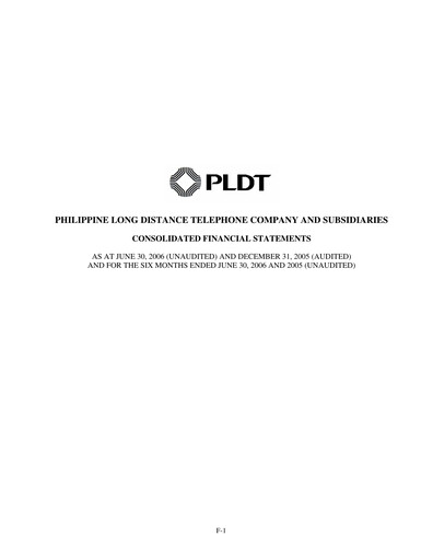 Thumbnail PLDT Half-year Report 2006-h1