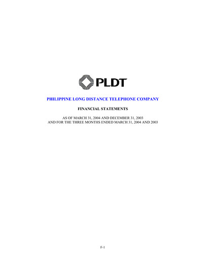 Thumbnail PLDT Quarterly Report 2004-q1