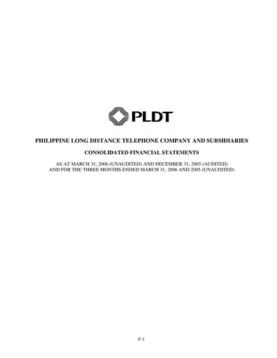 Thumbnail PLDT Quarterly Report 2006-q1