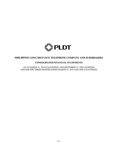 Thumbnail PLDT Quarterly Report 2010-q1