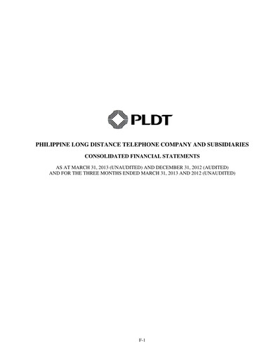 Thumbnail PLDT Quarterly Report 2013-q1
