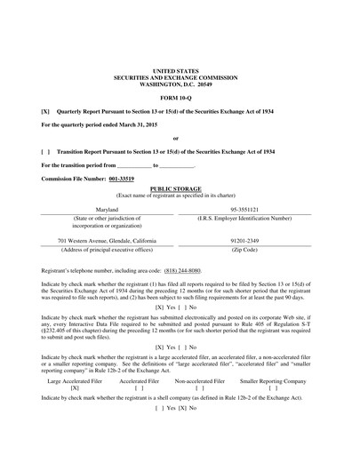 Thumbnail Public Storage Quarterly Report 2015-q1