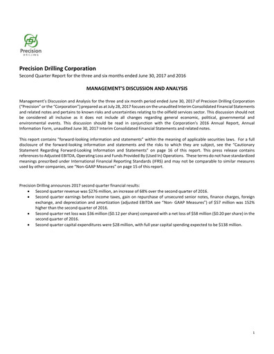 Thumbnail Precision Drilling Corporation Quarterly Report 2017-q2