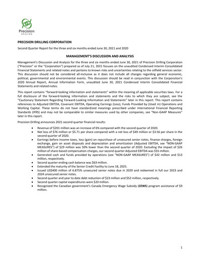 Thumbnail Precision Drilling Corporation Quarterly Report 2021-q2