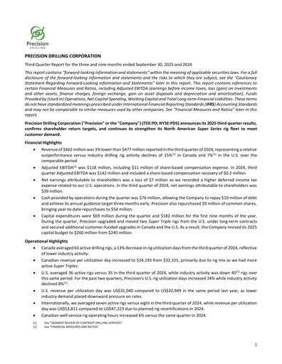 Vorschaubild Precision Drilling Corporation Quartalsbericht 2025-q3
