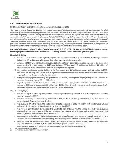Vorschaubild Precision Drilling Corporation Quartalsbericht 2026-q1