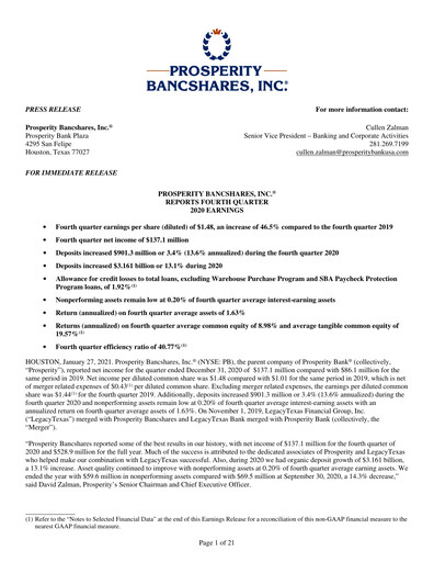 Thumbnail Prosperity Bancshares
 Quarterly Report 2020-q4