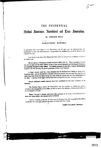 Thumbnail Prudential Annual Report 1853